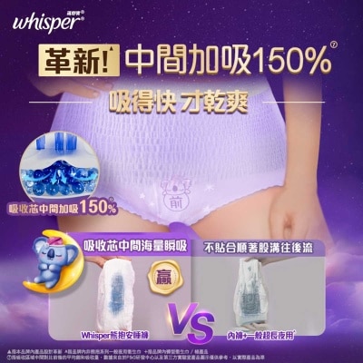 護舒寶 熊抱安睡褲/褲型衛生巾/m巾 - 夜用中碼4片x2 (會呼吸的小內褲 2倍透氣 防漏不悶熱)