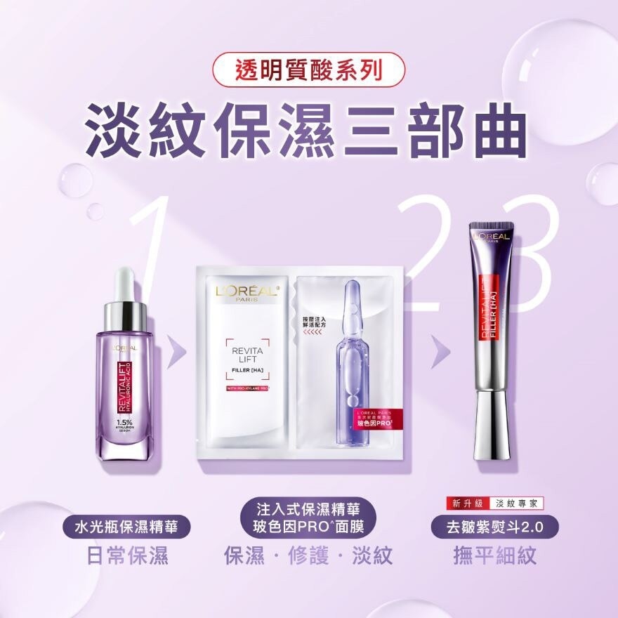 歐萊雅 活力緊緻透明質酸 注入式保濕精華玻色因PRO面膜 &nbsp;(5片裝) (強效保濕面膜