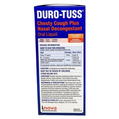 DURO-TUSS 咳樂治® 通鼻化痰咳水 200毫升 (什果味)