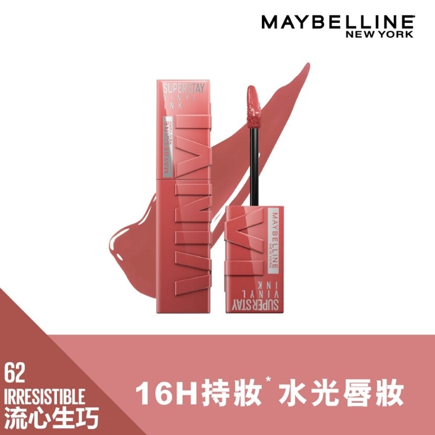 MAYBELLINE Superstay Vinyl Ink Nude Shock  62 Irresistible  [16h* Long Wear, Transfer & Smudge Resistant]