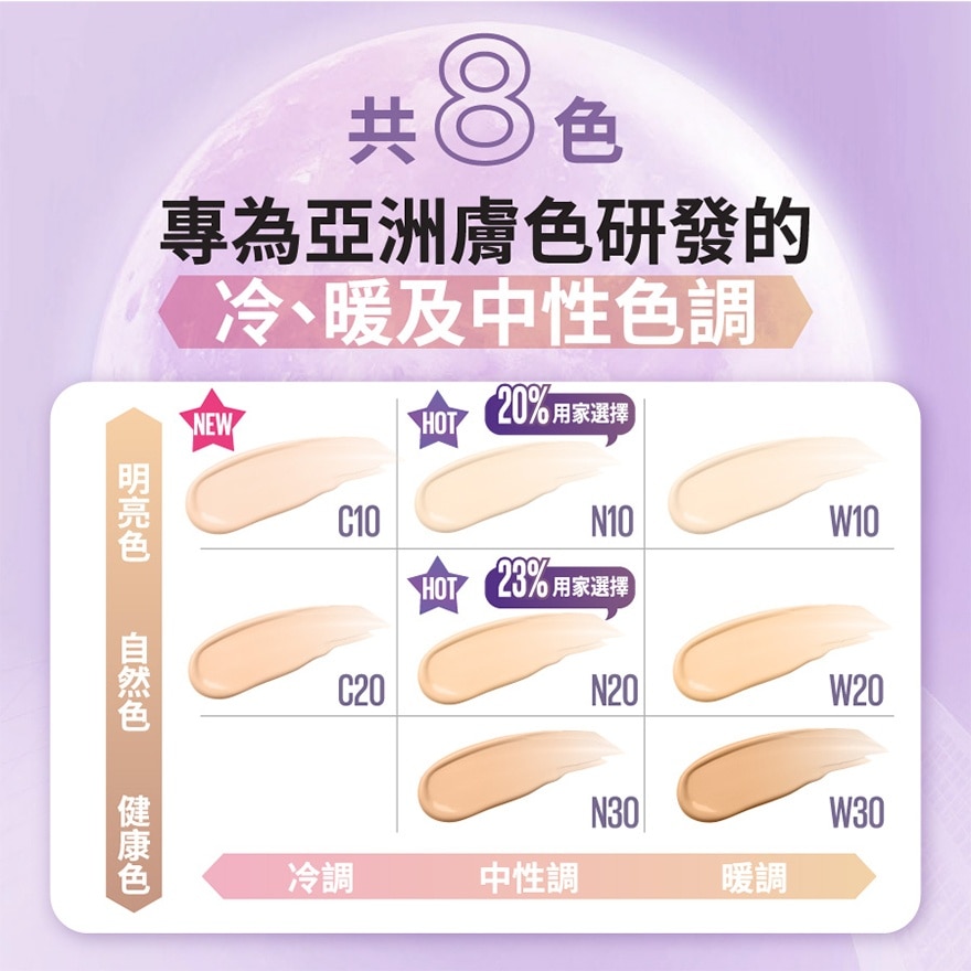 """ 美寶蓮""" SUPERSTAY 超持久30H空氣感粉底液 「月光小紫瓶」 W20 暖2白  30小時持久之巔 空氣感 霧面微光
