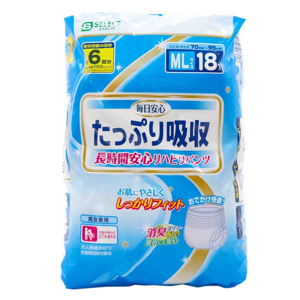S-SELECT Daily Safety Rehabilitation Pants Ml Size 18 Sheets
