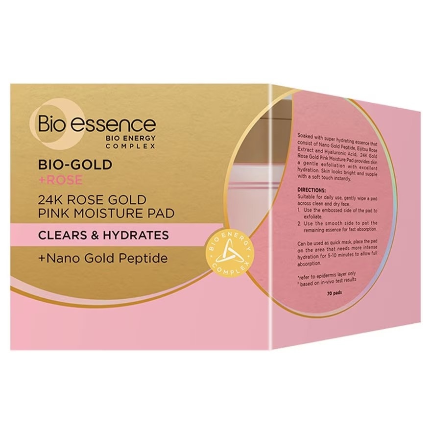 BIO-ESSENCE Bio-gold 24k Rose Gold Pink Moisture Pad 70pads