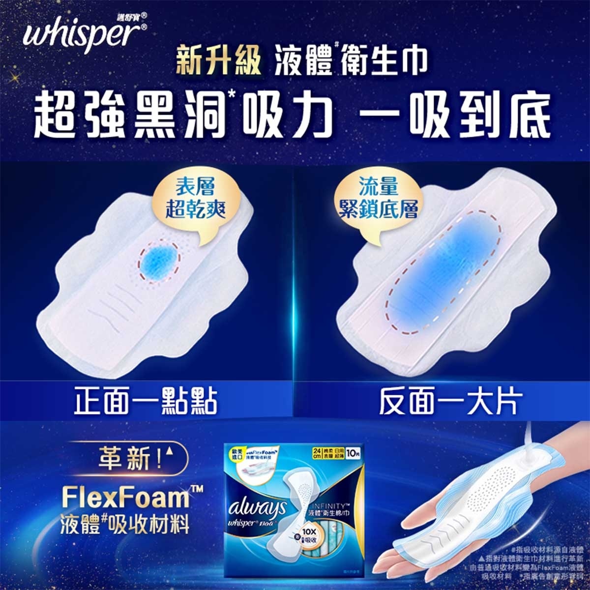 護舒寶 Infinity液體衛生巾/m巾 - 超長日用29.5cm 9片 (超強吸力 輕薄 乾爽 貼合)