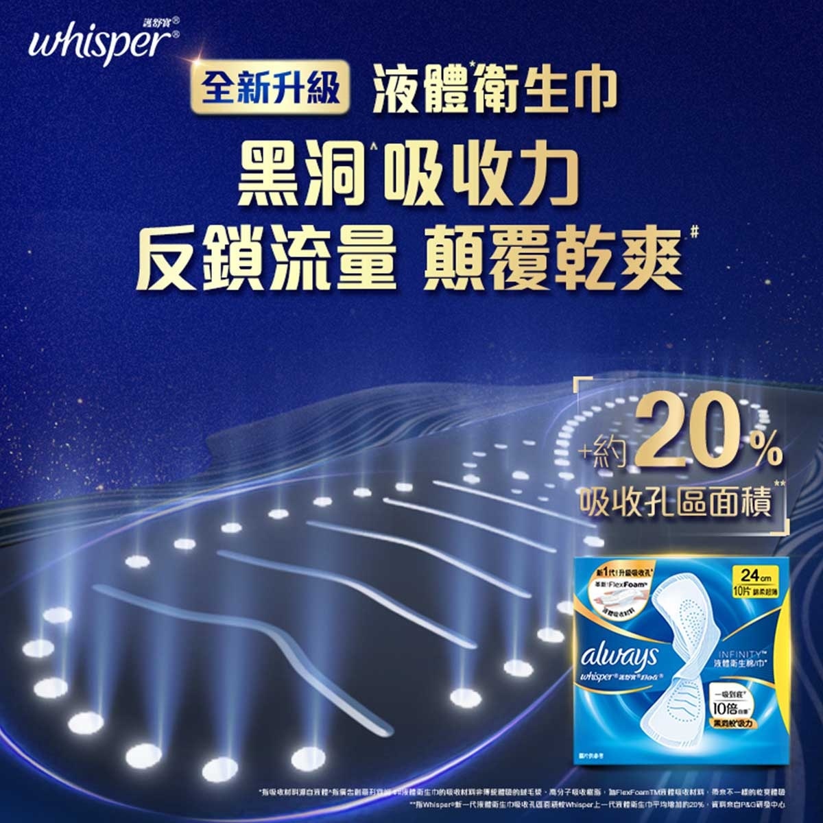 WHISPER Whisper Liquid Pad Infinity Day 29.5cm 9s