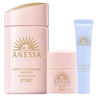 ANESSA ANESSA極防水低敏UV乳液限定套裝 (低敏UV乳液60ML+12ML+ 物理UV乳霜15G)