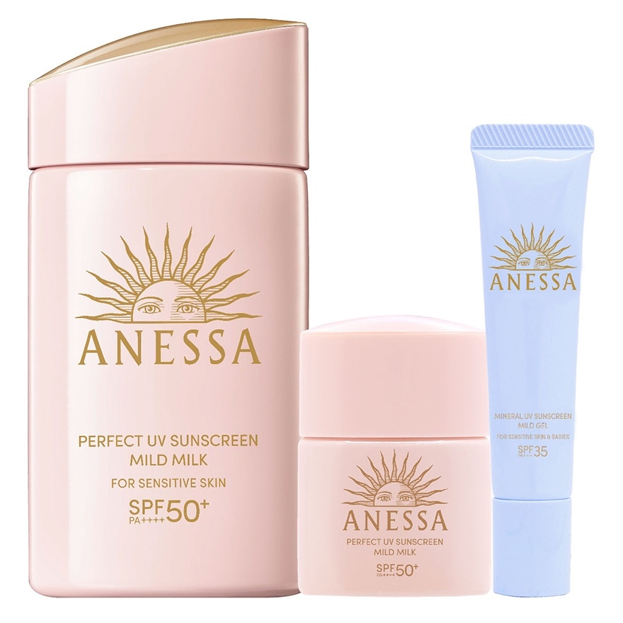 ANESSA ANESSA極防水低敏UV乳液限定套裝 (低敏UV乳液60ML+12ML+ 物理UV乳霜15G)