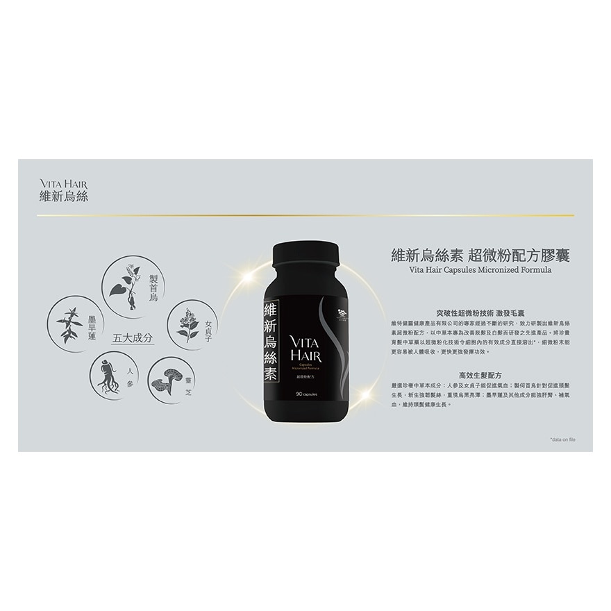 VITA GREEN Vita Green Vita Hair Capsules Micronized Formula Pack (90's X 2) Free Extra Strength Yin Yang 10's