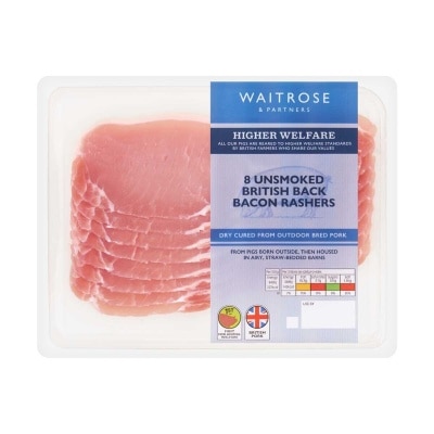 WAITROSE British Unsmoked Bacon B/rshs Drycure