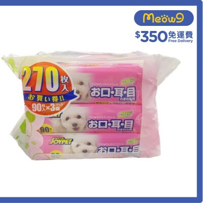 JOYPET 貓犬用 潔淨寵物濕紙巾 (90片 x 3包) - JOYPET