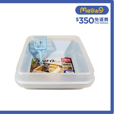 IRIS OHYAMA 雙層開放式貓砂盆貓廁所 *藍色* 連砂鏟 (41x41x15cm) - IRIS OHYAMA