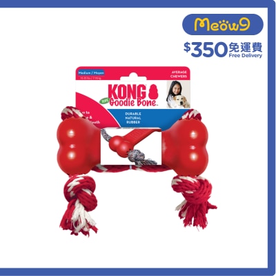 KONG 漏食狗骨連繩玩具 (Size M, 2.75"x7.25") - KONG