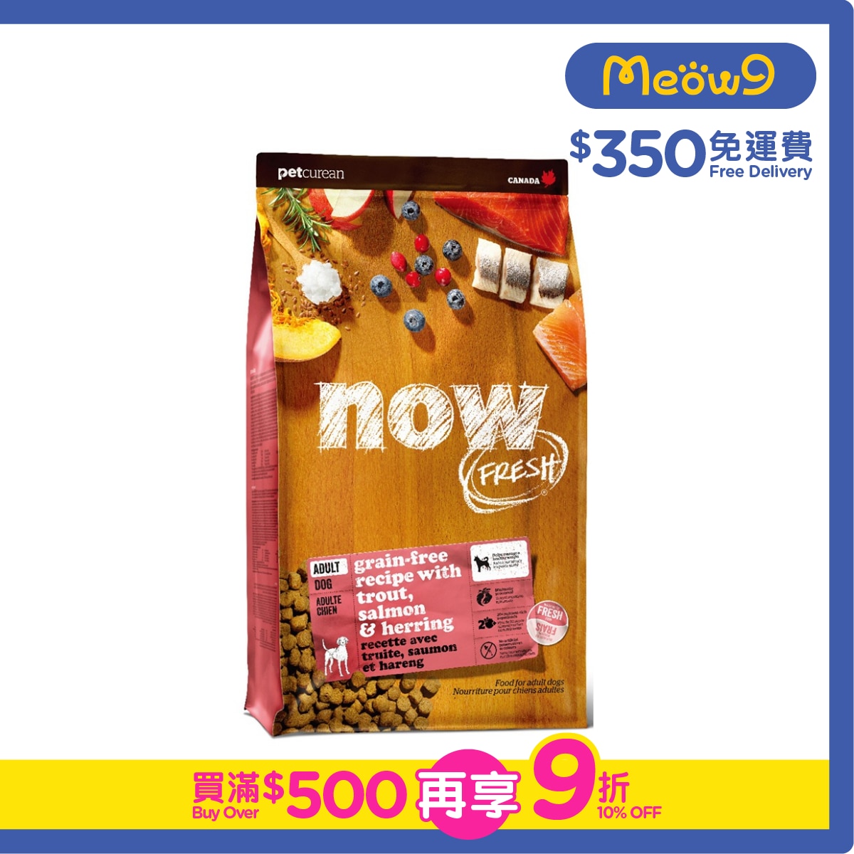 NOW FRESH 成犬 魚魚配方: 鱒魚, 三文魚, 鯡魚 狗糧 (22lb) - NOW FRESH