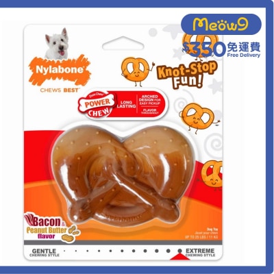 NYLABONE Power Chew Pretzel Dog Toy - Bacon & Peanut Butter Flavor - Nylabone