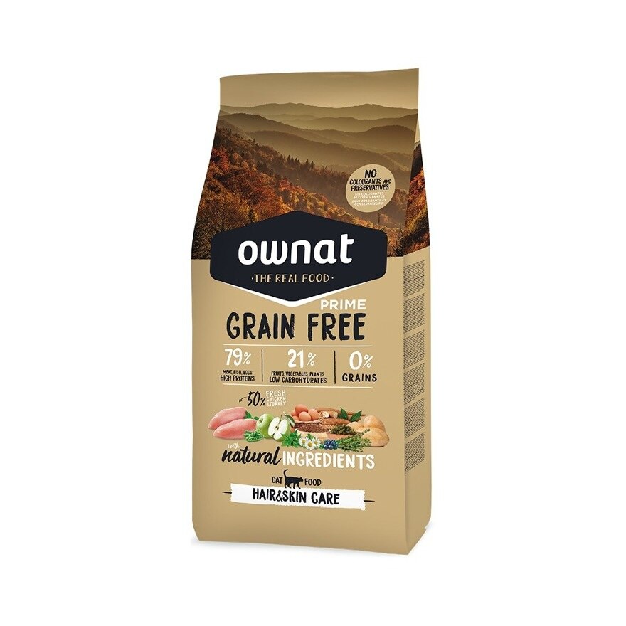 OWNAT 無穀物 皮毛靚配方 - 放牧雞肉 & 火雞 (1kg) 全貓糧 - ownat