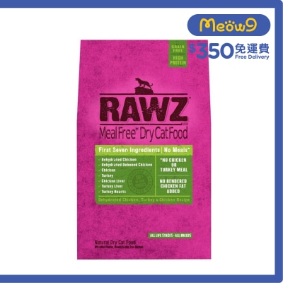 RAWZ - 無穀物 脫水雞肉, 火雞肉, 雞肉 全貓乾糧 (3.5lb)納茲 - RAWZ