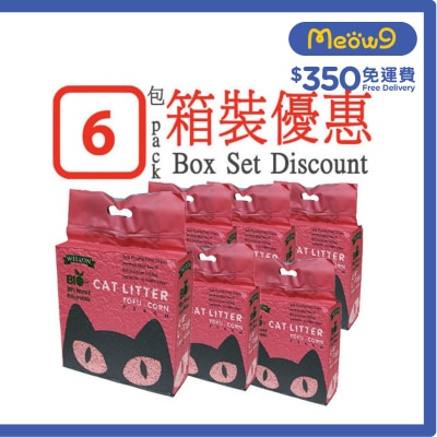 威龍 - [箱裝優惠]豆腐粟米貓砂 (桃味) (6L/2.5kg) x6 - 威龍