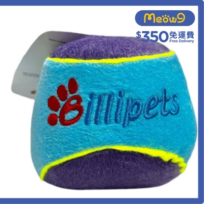 BILLIPETS - 發聲絨毛耐咬軟式網球 (L) - 藍紫色 狗玩具- Billipets