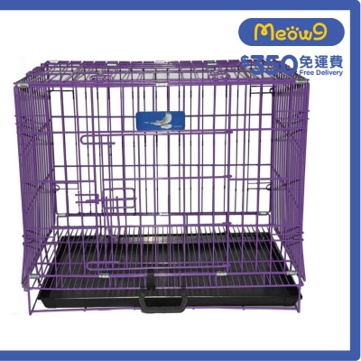 """ PIGEON""" Double Door Folding Metal Dog Cage (Purple)-Dog & Cat (47x32x38)  - Pigeon
