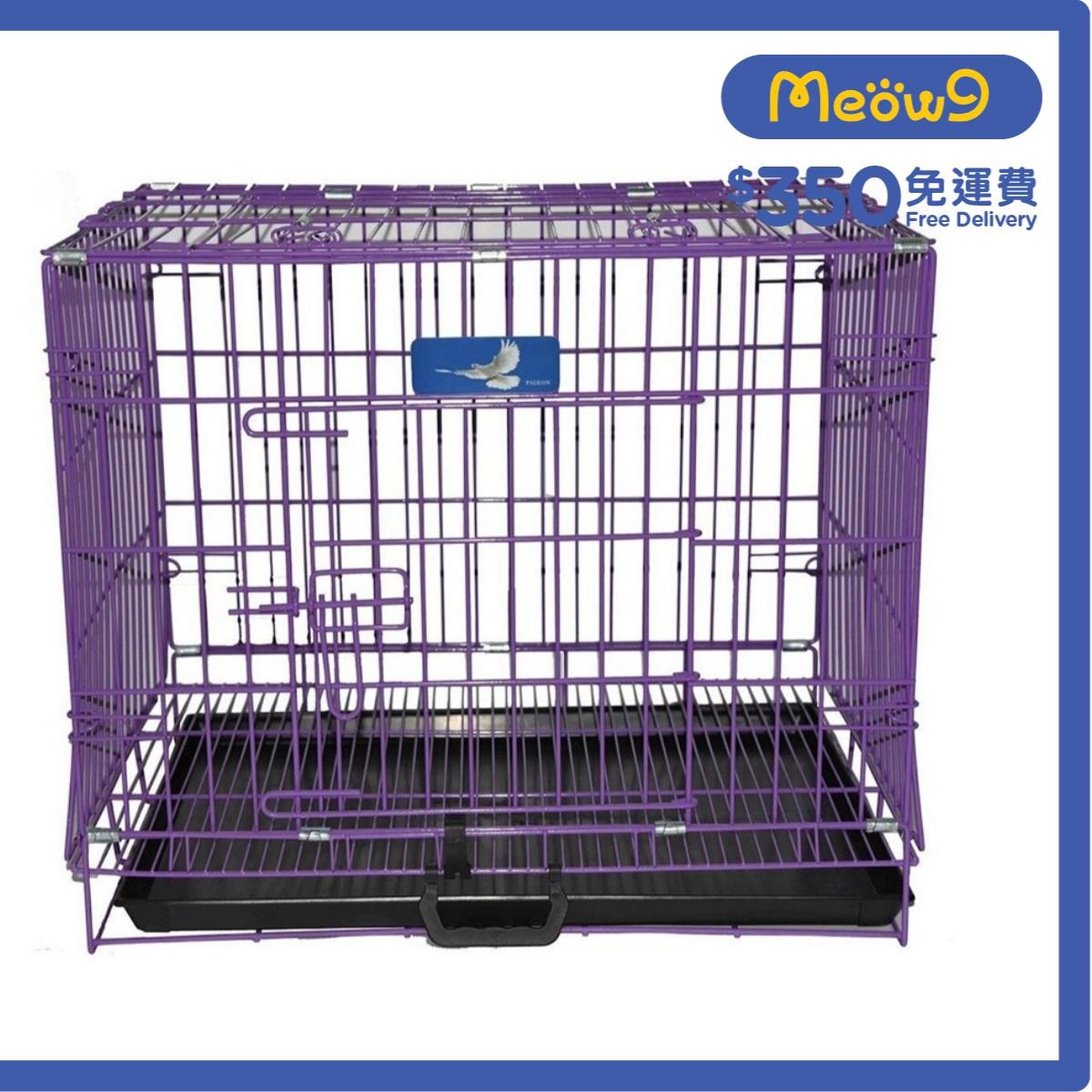 """ PIGEON""" Double Door Folding Metal Dog Cage (Purple)-Dog & Cat (47x32x38)  - Pigeon
