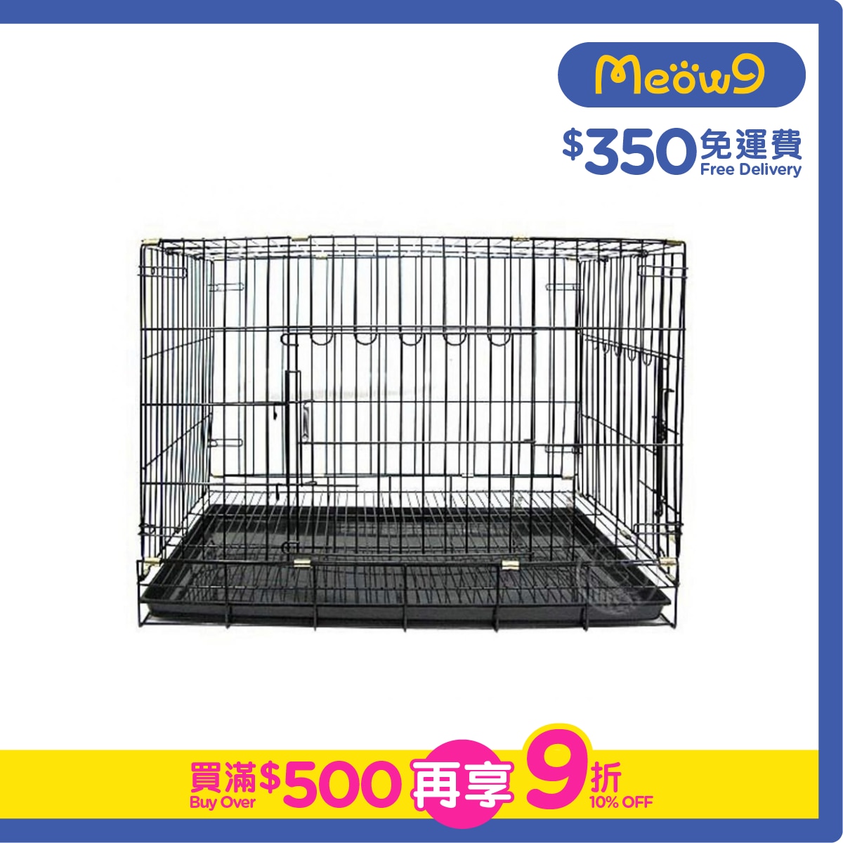PIGEON Double Door Folding Metal Dog Cage (Black)-Dog & Cat (47x32x38)  - Pigeon