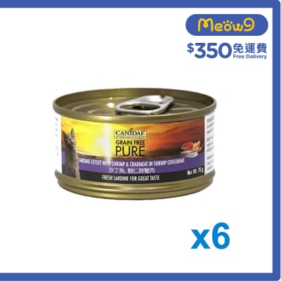 無穀物沙丁魚與蝦仁與蟹肉貓罐頭 (70g x 6) - CANIDAE 咖比