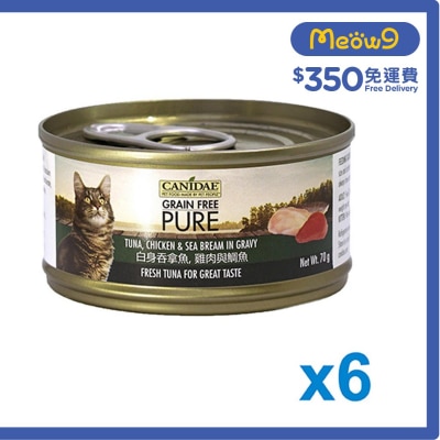 CANIDAE PURE Tuna, Chicken & Sea Bream in gravy (70g x 6) - CANIDAE