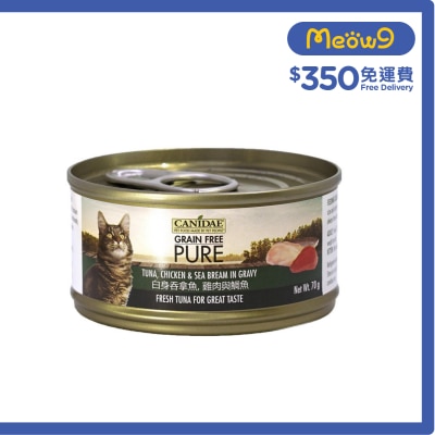 CANIDAE - 無穀物白身吞拿魚，雞肉與鯛魚貓罐頭 (70g) - CANIDAE 咖比