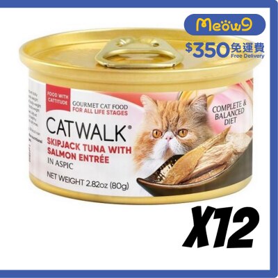 CATWALK Skipjack Tuna with Salmon-Cat Can (80gx12)- Catwalk