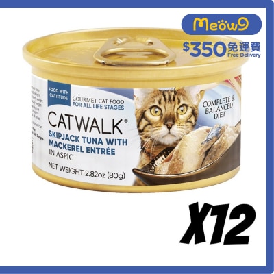 CATWALK Skipjack Tuna with Mackerel-Cat Can (80gx12)- Catwalk