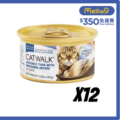 CATWALK - Skipjack Tuna with Mackerel-Cat Can (80gx12)- Catwalk