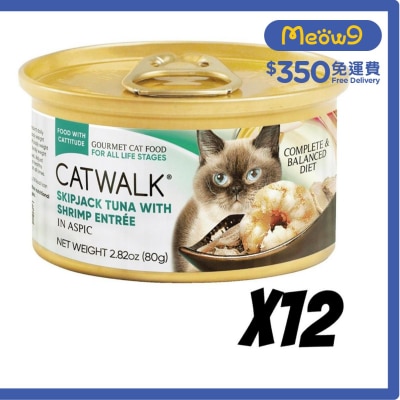 CATWALK Skipjack Tuna with Shrimp-Cat Can (80gx12)- Catwalk