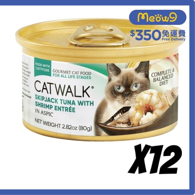 CATWALK - Skipjack Tuna with Shrimp-Cat Can (80gx12)- Catwalk