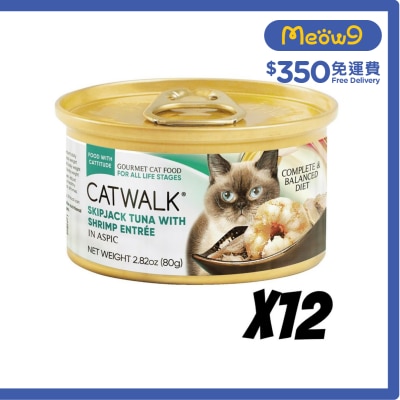 CATWALK - Skipjack Tuna with Shrimp-Cat Can (80gx12)- Catwalk