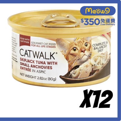 CATWALK - Skipjack Tuna with Small Anchovies-Cat Can (80gx12)- Catwalk