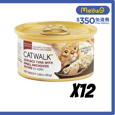 CATWALK - Skipjack Tuna with Small Anchovies-Cat Can (80gx12)- Catwalk