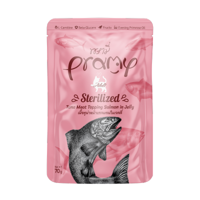 PRAMY - 高級白肉吞拿魚 + 三文魚 成貓 啫喱濕包功能性啫喱濕包 - 絕育配方 (70g) 044294