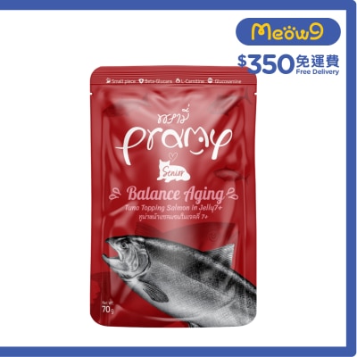 PRAMY - 高級白肉吞拿魚+三文魚 (高齡貓7+) 功能性濕包 -延緩老化(70g) 044393
