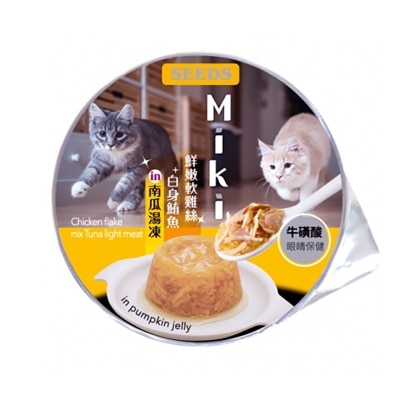種子 - Miki特級機能愛貓餐杯-鮮嫩軟雞絲+⽩身鮪⿂ in 南⽠湯凍(80g) 829287