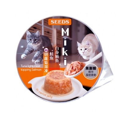 種子 Miki特級機能愛貓餐杯-⽩身鮪⿂+鮭⿂ in 胡蘿蔔湯凍(80g) 829294
