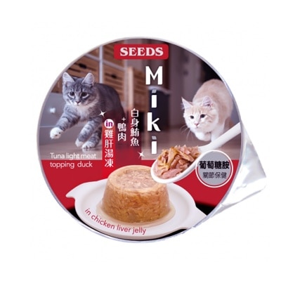 種子 Miki特級機能愛貓餐杯 ⽩身鮪⿂+鴨⾁ in 雞肝湯凍(80g) 829317 image
