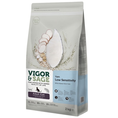VIGOR & SAGE - White Fish & Yam Low Sensitivity Complete Adult Cat Food (2kg) 17173