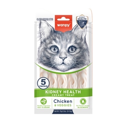 WANPY Creamy Treat Chicken & Veggies Cat Lick Snack (Kidney Health) (14g x 5pcs)