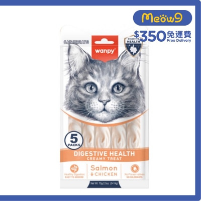 WANPY - Creamy Treat Salmon & Chicken Cat Lick Snack (Digestive Health) (14g x 5pcs)