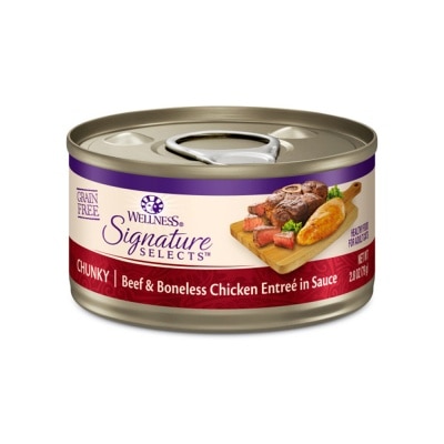 WELLNESS - Signature Selects Chunky Adult Canned Cat Food (Beef & Chicken) (79g) 060079