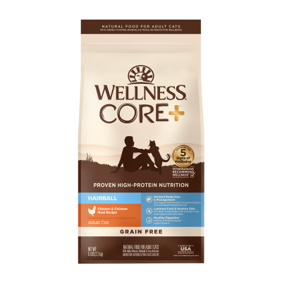WELLNESS CORE+ 無穀物 化毛配方 (4.75 lb) 貓乾糧 成貓 08402