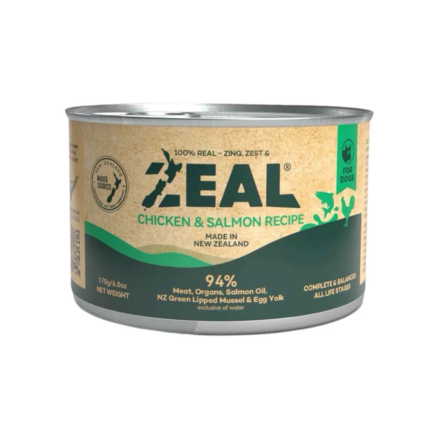 ZEAL 無穀物鮮肉狗罐頭 - 雞肉+皇帝三文魚配方 (170g)