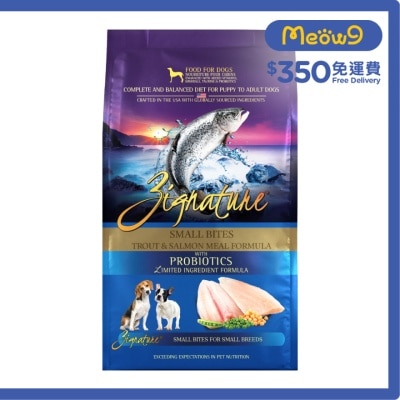 ZIGNATURE [With Probiotics]Trout & Salmon Formula Dry Dog Food for Small Bites (4lb)- ZIGNATURE