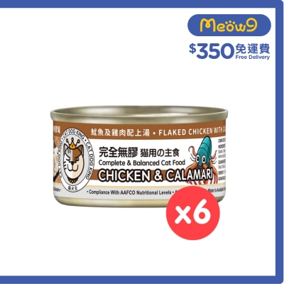 貓犬王 貓犬王 貓用之主食 魷魚及雞肉肉絲湯罐 (80g x6)