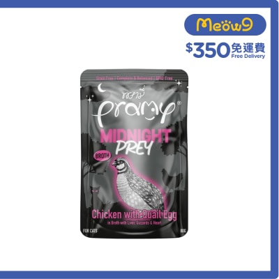 PRAMY Midnight Prey Chicken with Quail Egg in Broth (80g) Cat Pouches MN4